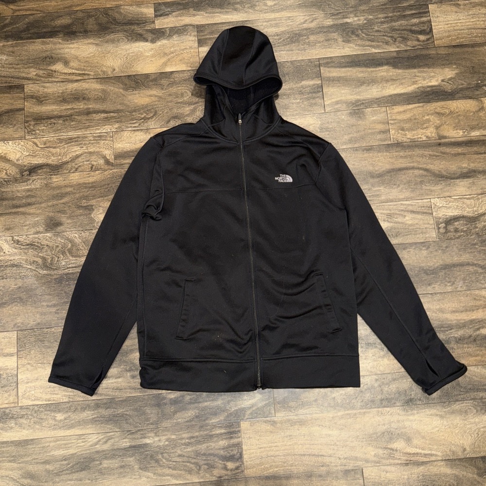 The North Face Jacket Full-Zip Hooded Fleece Men's Size L Black Outdoor Wear